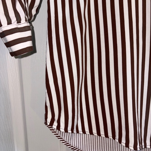 ***5/25*** Jane + Delancey Brown and White Striped Shirt - Picture 6 of 13